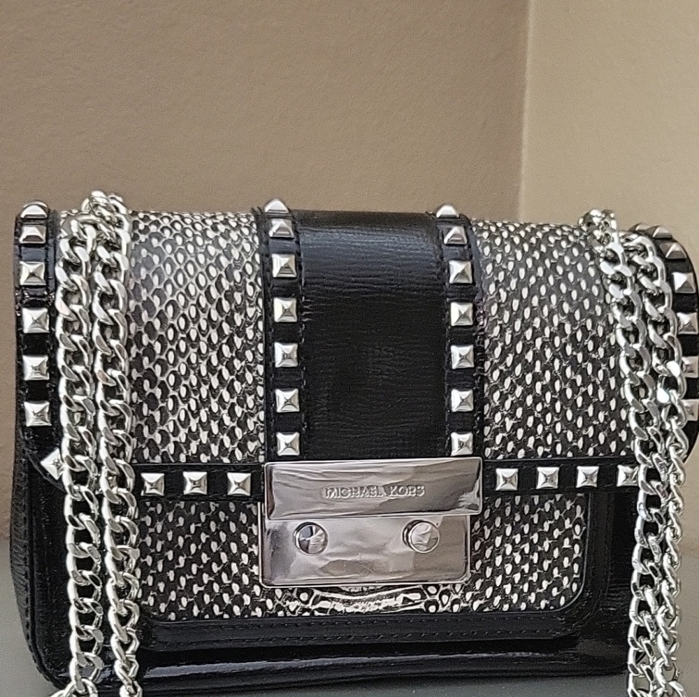 Michael Kors Black and Silver Studded Crossbody Bag